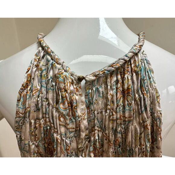 ZARA MINI DRESS TUNIC 100% SILK SMOCKED NECK HALTER PAISLEY
SZ M COTTAGECORE - Picture 7 of 16